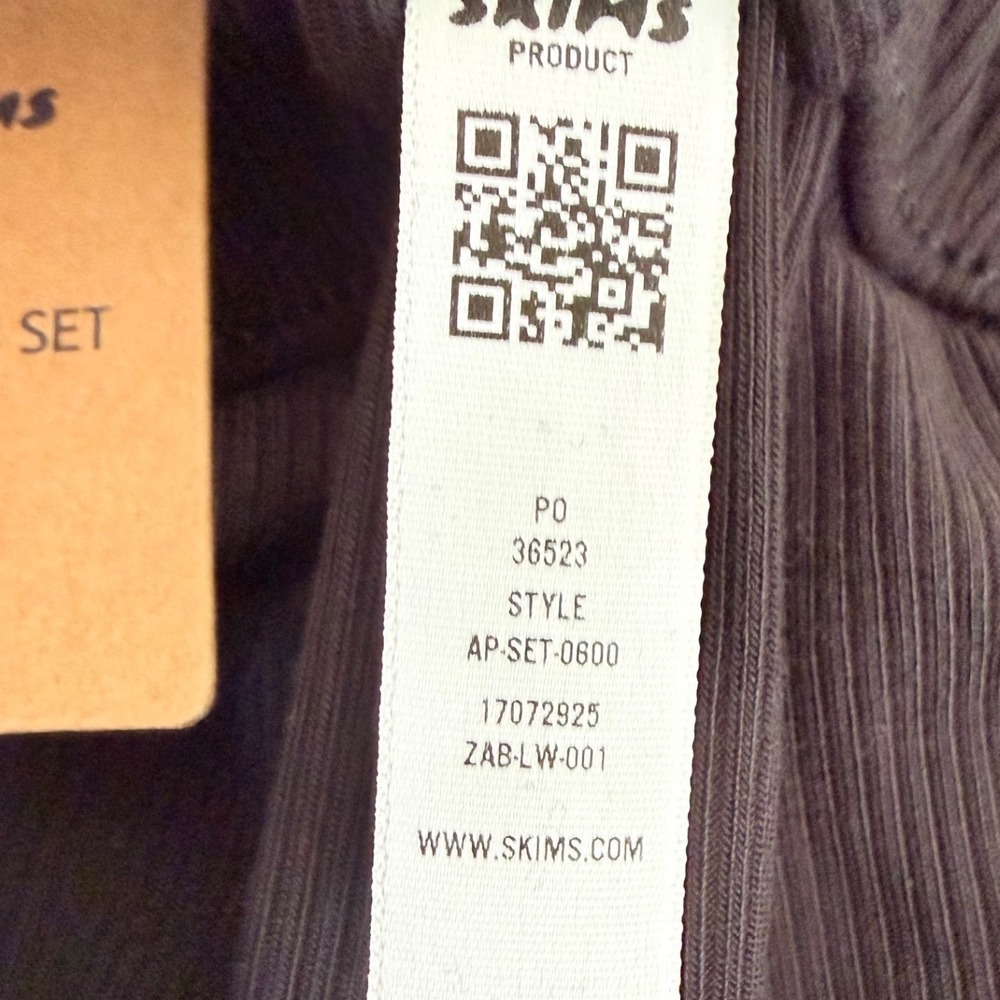 Skims Sleep Pants Women's Small Soft Lounge Ribbed Wide Leg Drawstring Black New - Picture 8 of 11